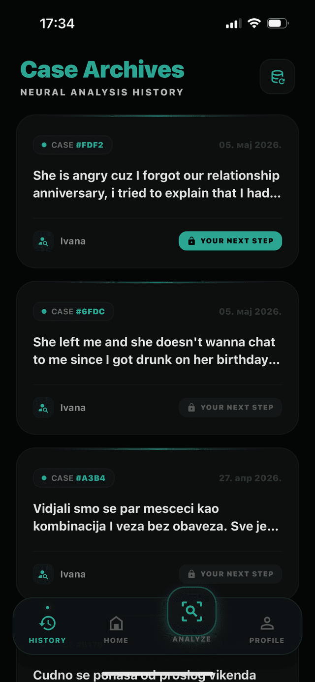 EX-Ray Case Archives History Screen