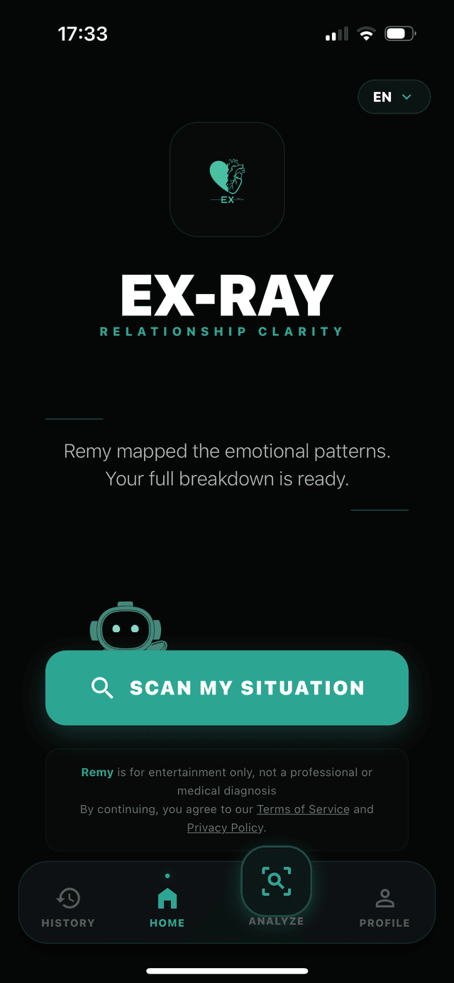 EX-Ray Home Screen — Scan My Situation